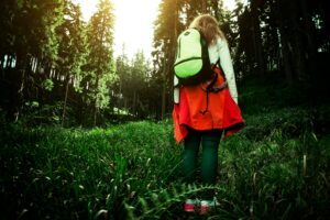 Image d'un personne qui se promène en forêt