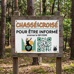 Panneau d'information « Chassé & Croisé » avec QR Code – 20 x 15 cm (Forex)